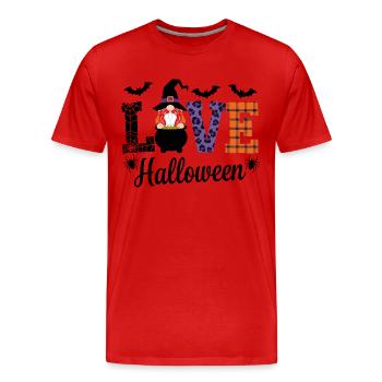 Halloween Love Lettering Gnome - Men's Premium Organic T-Shirt - red - Front - Damien (186cm)