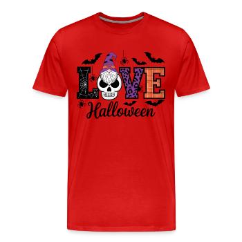 Halloween Love Lettering Gnome - Men's Premium Organic T-Shirt - red - Front - Damien (186cm)