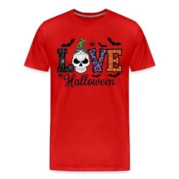 Halloween Love Lettering Gnome - Men's Premium Organic T-Shirt - red - Front - Damien (186cm)