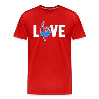 Cornemuse Love Great Highland Bagpipe Leçons - T-shirt bio Premium Homme - rouge - Devant - Damien (186cm)