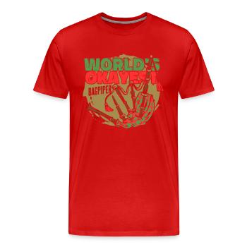 World’s Okayest Bagpiper Leçons de cornemuse Sarbacane - T-shirt bio Premium Homme - rouge - Devant - Damien (186cm)