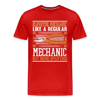 Wie ein normaler Mechaniker, aber erhebender - Männer Premium Bio T-Shirt - Rot - Vorne - Damien (186cm)