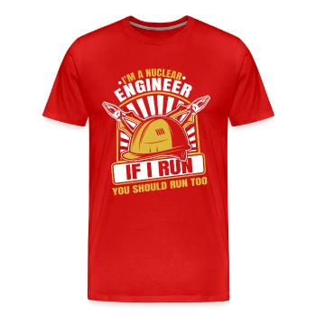 Wenn ich laufe, solltest du auch laufen Uranenergie - Männer Premium Bio T-Shirt - Rot - Vorne - Damien (186cm)