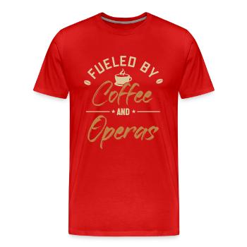 Alimenté par le café et les opéras Opera House Lover - T-shirt bio Premium Homme - rouge - Devant - Damien (186cm)