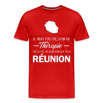 Thérapie Réunion - T-shirt bio Premium Homme - rouge - Devant - Damien (186cm)
