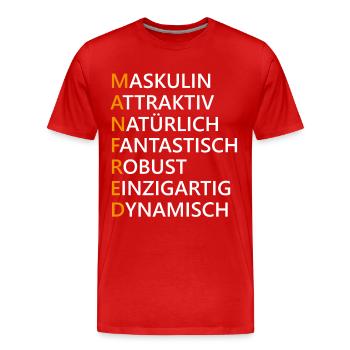Manfred Name Geschenk - Männer Premium Bio T-Shirt - Rot - Vorne - Damien (186cm)