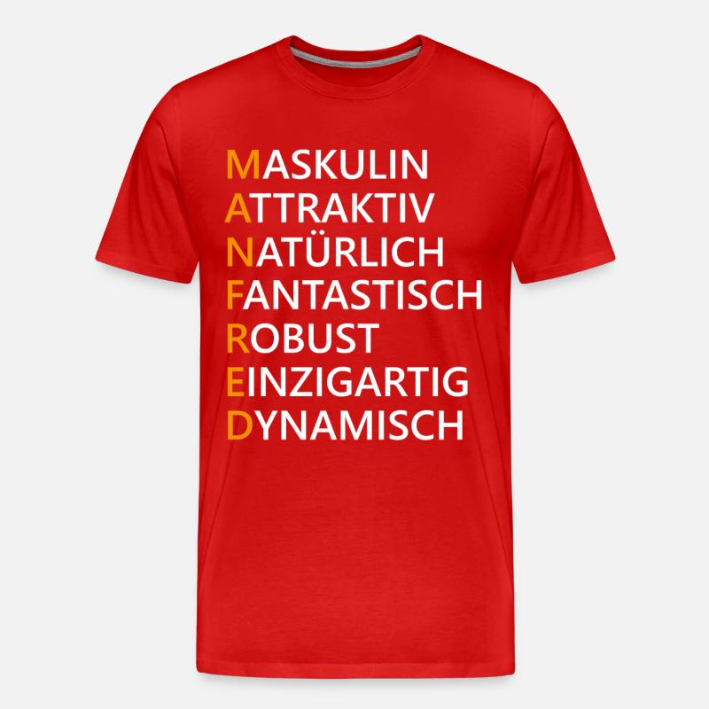 Manfred Name Geschenk - Männer Premium Bio T-Shirt - Rot