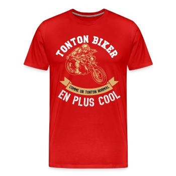 tonton biker - T-shirt bio Premium Homme - rouge - Devant - Damien (186cm)