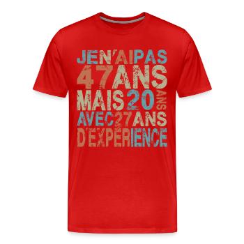 cadeau anniversaire 47 ans tshirt humour - T-shirt bio Premium Homme - rouge - Devant - Damien (186cm)