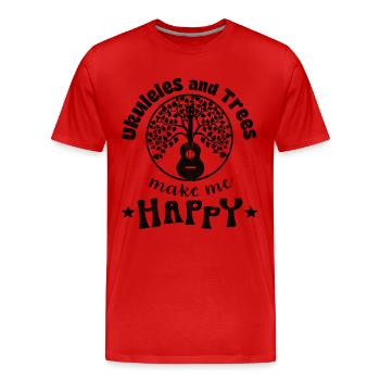 Ukuleles and Trees make me Happy schwarz - Men's Premium Organic T-Shirt - red - Front - Damien (186cm)
