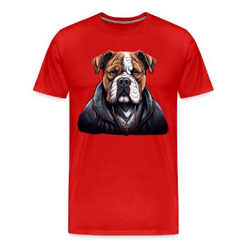 American Bulldog in cooler Streetwear Hunde Shirts - Männer Premium Bio T-Shirt - Rot - Vorne - Damien (186cm)