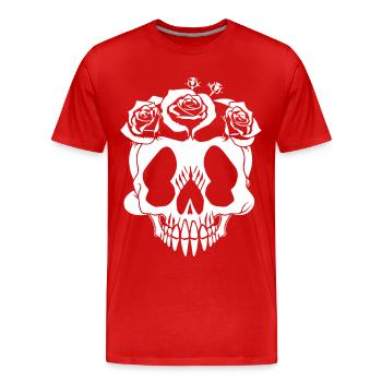 Horror Schädel Schädel Kunst Schädel Gothic Heavy Metal - Männer Premium Bio T-Shirt - Rot - Vorne - Damien (186cm)