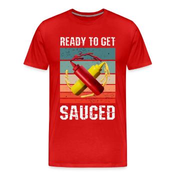 Prêt pour la sauce - T-shirt bio Premium Homme - rouge - Devant - Damien (186cm)