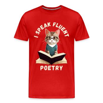 Ich spreche fließend Poesie - Männer Premium Bio T-Shirt - Rot - Vorne - Damien (186cm)