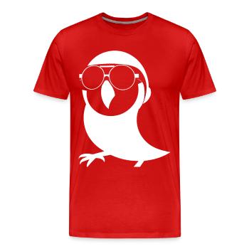 Drôle d’oiseau portant des lunettes de soleil Cool Bourke’s Parak - T-shirt bio Premium Homme - rouge - Devant - Damien (186cm)