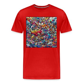 Pulsation du graffiti - T-shirt bio Premium Homme - rouge - Devant - Damien (186cm)