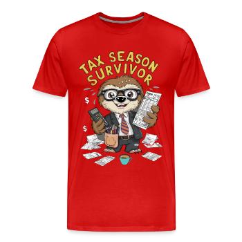 Tax Season Survivor - Men's Premium Organic T-Shirt - red - Front - Damien (186cm)