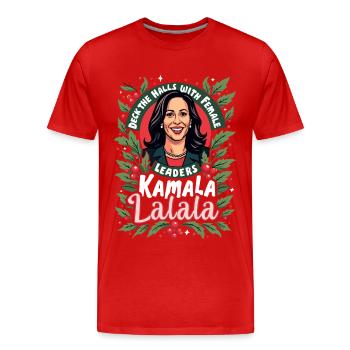 Kamala LALALA Female Leaders 2024 Elections - Men's Premium Organic T-Shirt - red - Front - Damien (186cm)