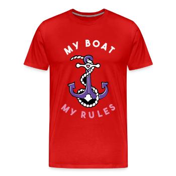 Mein Boot Meine Regeln Anker und Seil - Männer Premium Bio T-Shirt - Rot - Vorne - Damien (186cm)