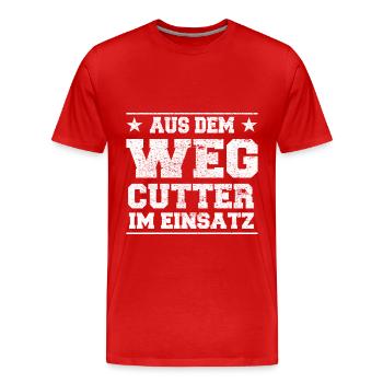 Aus dem Weg Cutter im Einsatz Design - Männer Premium Bio T-Shirt - Rot - Vorne - Damien (186cm)