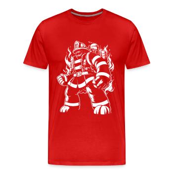 Pompier monstre - T-shirt bio Premium Homme - rouge - Devant - Damien (186cm)