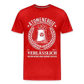 Atomenergie verlässlich wenn wind und sonne ruhen - Männer Premium Bio T-Shirt - Rot - Vorne - Damien (186cm)