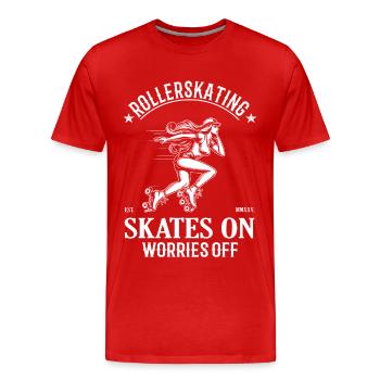 Cool roller skating design – freedom on wheels - Men's Premium Organic T-Shirt - red - Front - Damien (186cm)
