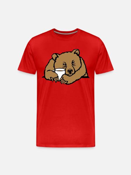 Morgenmuffel Bär - Männer Premium Bio T-Shirt - Rot