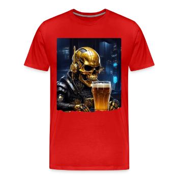Beer Skull 0.2 - Men's Premium Organic T-Shirt - red - Front - Damien (186cm)