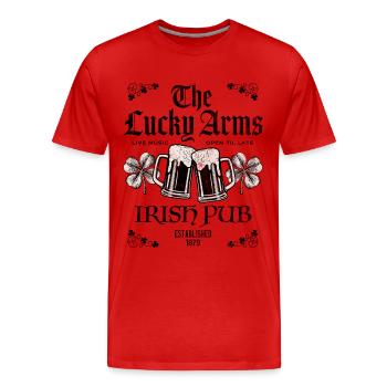 Lucky Arms Irish Pub - Männer Premium Bio T-Shirt - Rot - Vorne - Damien (186cm)