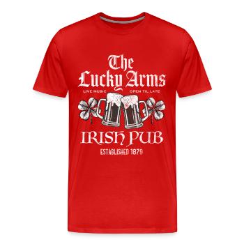 Lucky Arms Irish Pub - Men's Premium Organic T-Shirt - red - Front - Damien (186cm)