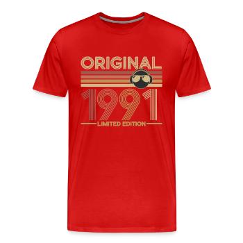 1991 - Men's Premium Organic T-Shirt - red - Front - Damien (186cm)