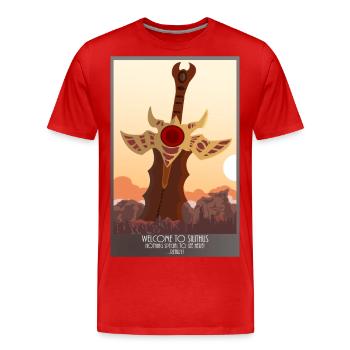 Nothing to see here ! - Silithus Travelposter - T-shirt bio Premium Homme - rouge - Devant - Damien (186cm)