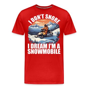 Ich schnarche nicht, ich träume, ich bin ein Schneemobil - Männer Premium Bio T-Shirt - Rot - Vorne - Damien (186cm)