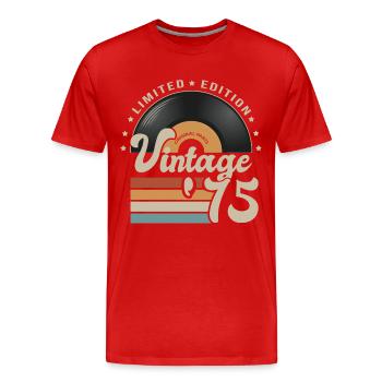 Vintage Vinyl 1975 Gift Anniversary 48 Years - Men's Premium Organic T-Shirt - red - Front - Damien (186cm)