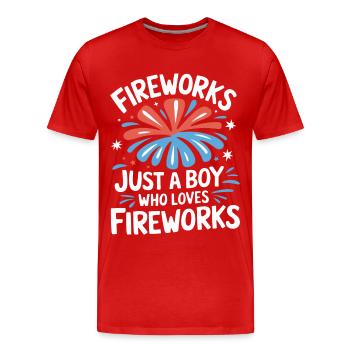 Pyrotechnie Feux d’artifice Pyrotechnie - T-shirt bio Premium Homme - rouge - Devant - Damien (186cm)