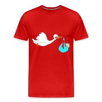 Stork apporte bébé - T-shirt bio Premium Homme - rouge - Devant - Damien (186cm)