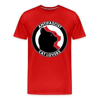 Amoureux des chats antifascistes - T-shirt bio Premium Homme - rouge - Devant - Damien (186cm)