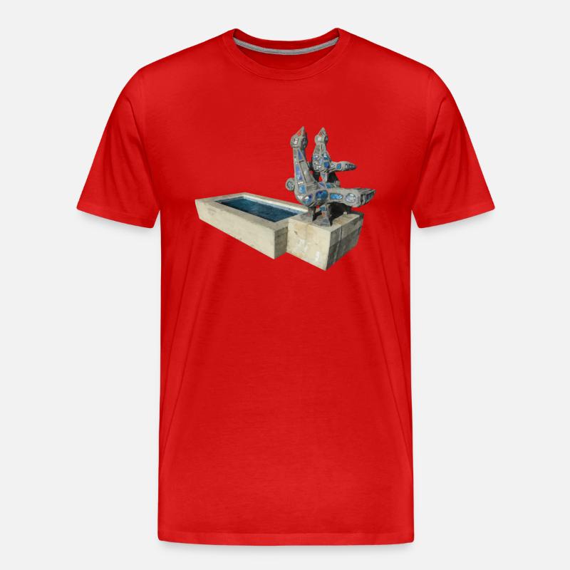 Vogelbrunnen - Männer Premium Bio T-Shirt - Rot