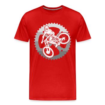 Mountain Bike Bike Chainring Mountain Bike - Men's Premium Organic T-Shirt - red - Front - Damien (186cm)