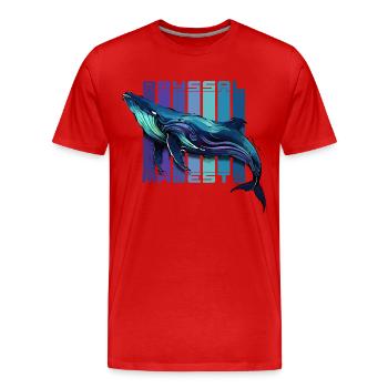 Abyssal Majesty: The Enigmatic Blue Whale - Men's Premium Organic T-Shirt - red - Front - Damien (186cm)