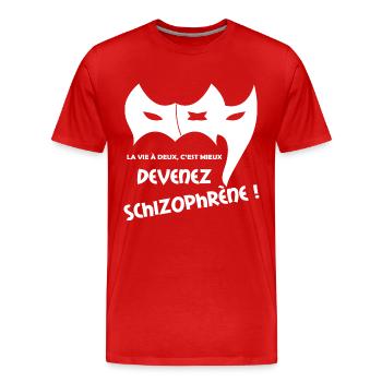 La vie à deux c'est mieux ! - T-shirt bio Premium Homme - rouge - Devant - Damien (186cm)