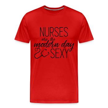 Krankenschwester - Männer Premium Bio T-Shirt - Rot - Vorne - Damien (186cm)