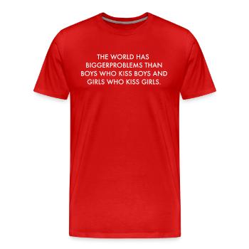 Le monde a de plus gros problèmes que .. - T-shirt bio Premium Homme - rouge - Devant - Damien (186cm)