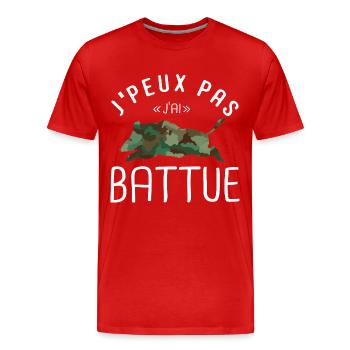 J'peux pas j'ai battue chasse chasseur sanglier - T-shirt bio Premium Homme - rouge - Devant - Damien (186cm)