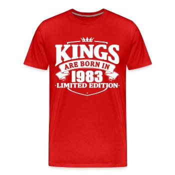 Könige sind 1983 geboren - Männer Premium Bio T-Shirt - Rot - Vorne - Damien (186cm)