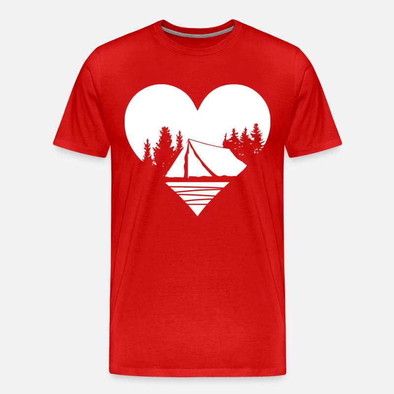 Herz - Camping - - Männer Premium Bio T-Shirt - Rot