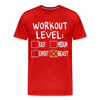 Workout Level Beast - T-shirt bio Premium Homme - rouge - Devant - Damien (186cm)