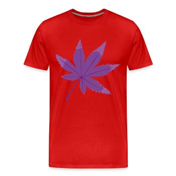 Lila Blatt - Herbstmotiv Geschenk - Männer Premium Bio T-Shirt - Rot - Vorne - Damien (186cm)