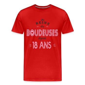 anniversaire 18 ans reine des boudeuses - T-shirt bio Premium Homme - rouge - Devant - Damien (186cm)